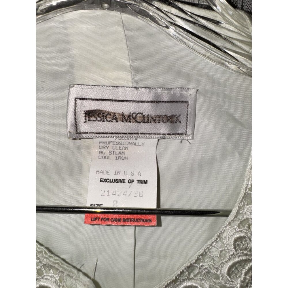 Jessica McClintock White Satin Brocade Womens Jacket With Embroidered Lace Detai - Picture 4 of 10